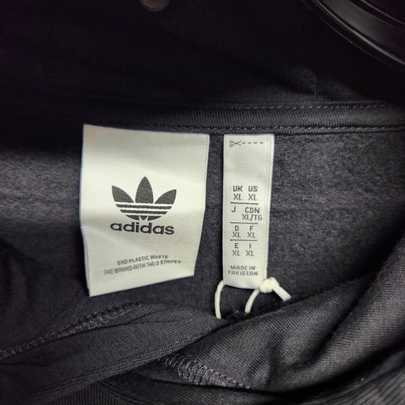 adidas Originals Hoodie Mens XL Black Tape Fleece Trefoil Sweatshirt HR4457 - Picture 3 of 11
